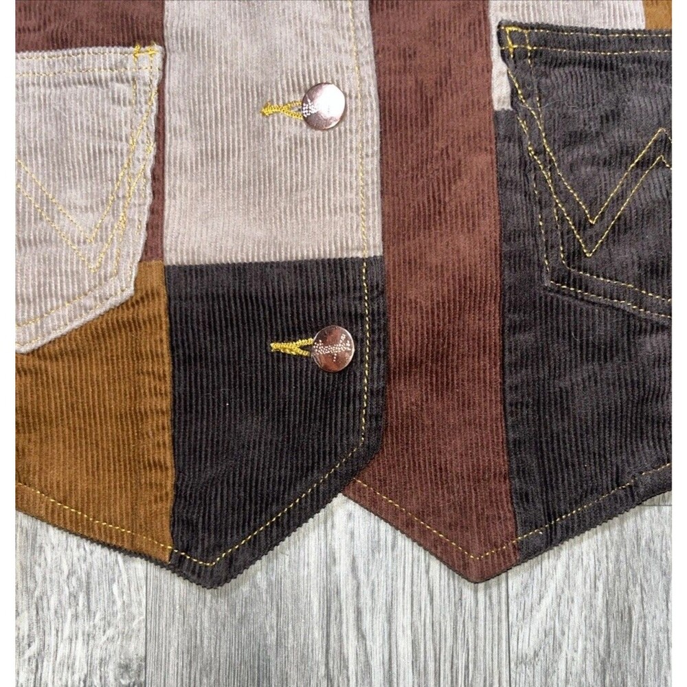 Wrangler x Lainey Wilson Patchwork Corduroy Vest Women’s Size M Brown Western - Picture 4 of 10